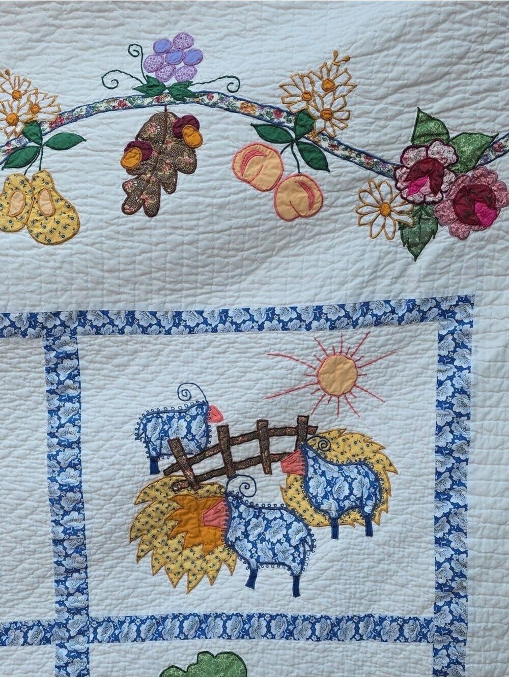 Vtg Legacy Home Limited Edition Quilt Queen Avignon Folk Art Cottage 100" X 90" - Picture 4 of 16